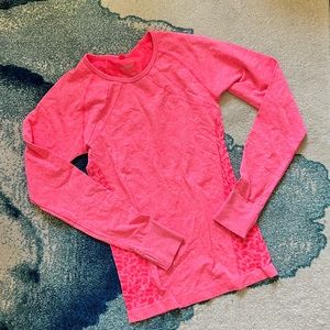 Hot pink long-sleeve workout top